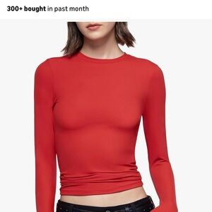 Pumiey Red Long Sleeve Women's Top